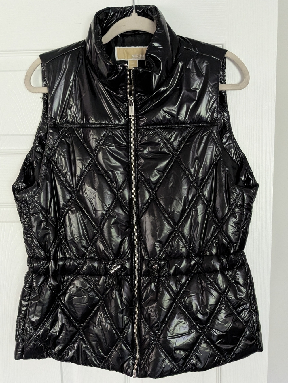 Michael Kors Glossy Black Quilted Puffer Vest